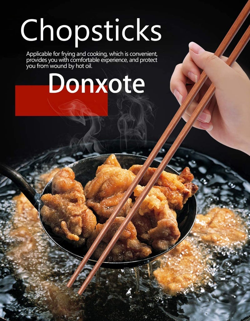 Donxote 6-Pairs 16.5-Inch Wooden Cooking Chopsticks Set - Long Reusable Chopsticks for Wok Cooking, Noodle Frying, and Asian Deep-Frying - Ideal for Kitchen Use - Image 3